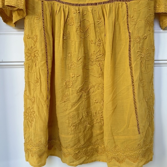 Anthropologie Akemi + Kin Embroidered Yellow Gold Tunic Dress Size XS - Picture 13 of 14